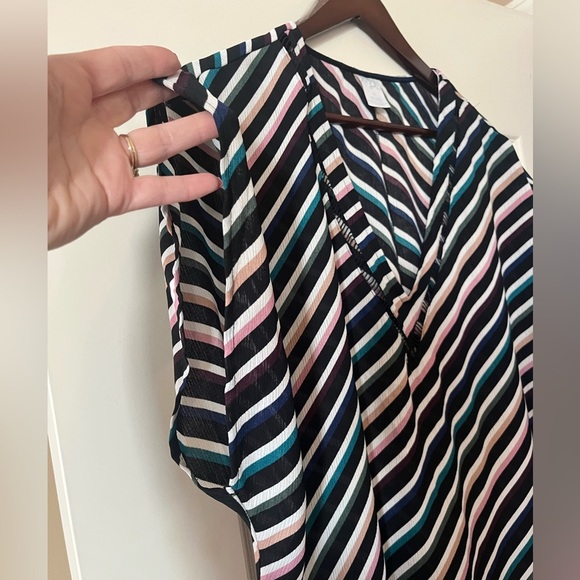 Kona Sol Black with Colorful Stripes Polyester Swim Cover Up Women’s Medium - Picture 7 of 13